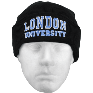 D205 London University Ski Hat Black and Blue Colour