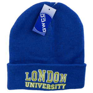 D205 London University Ski Hat Black and Blue Colour