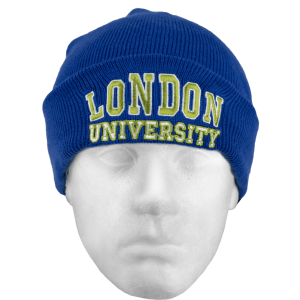 D205 London University Ski Hat Black and Blue Colour