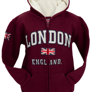 Unisex Kids London England Zipped Hooded Hoodie Sweatshirt 4 Colours