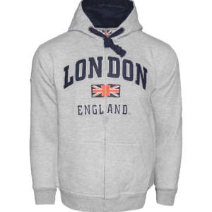 LE129Z Unisex London England Zipped Hooded Sweatshirt 8 Colours