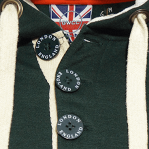 LE175 3 BUTTON LONDON ENGLAND HOODIE HOODED SWEATSHIRT