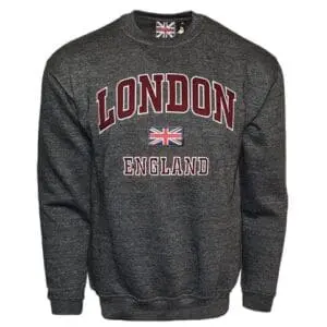 LE201 and LE202 GWCC Unisex London England Sweatshirt 9 Colours XS-4XL Free Union Jack Metal Pin Badge