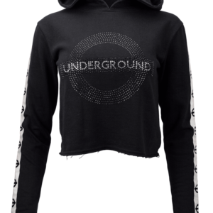 Licensed Underground Girls-Ladies Teens Hooded Crop top Diamante Studs