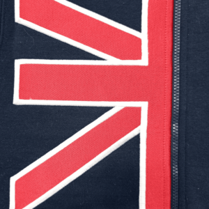 LE171 Unisex Union Jack Crown Baseball Jacket with free UJ Pin Badge Navy Colour Size XS to 4XL